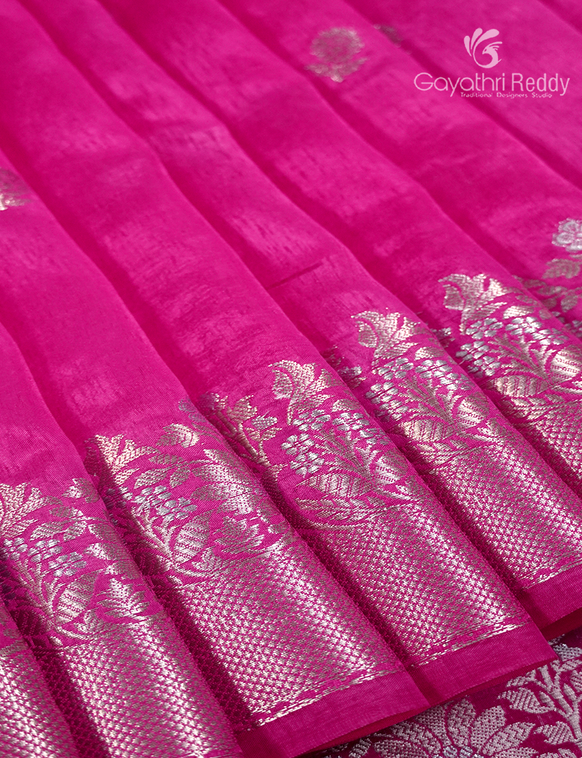 Banaras Mango Silk Saree in Hot Pink