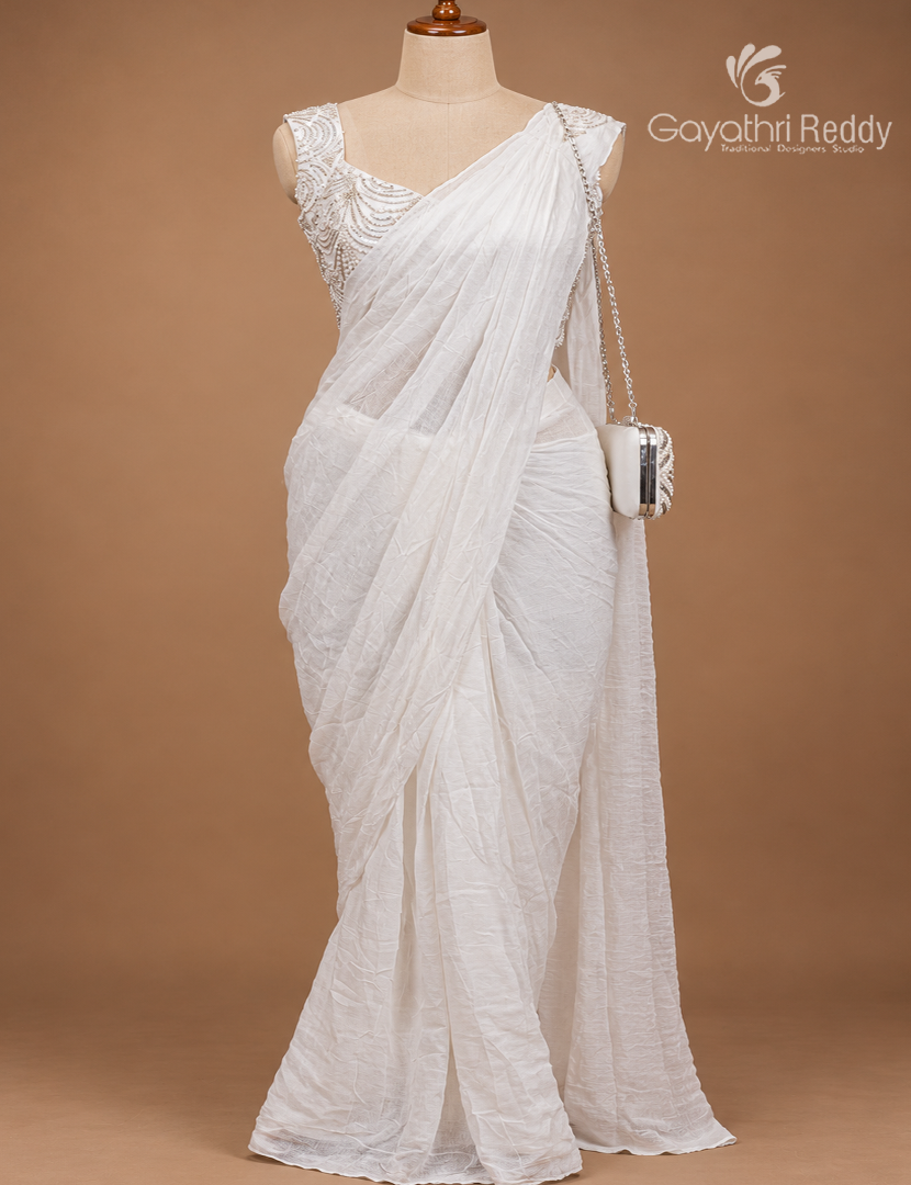 One Minute Saree in White