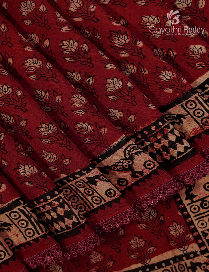 Pure Modal Silk Fancy Saree in Rust Red