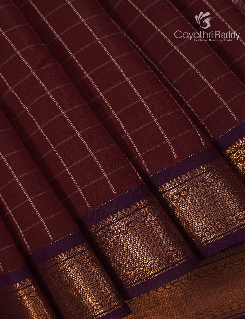 Kanchipuram Sico Saree in Maroon and Violet
