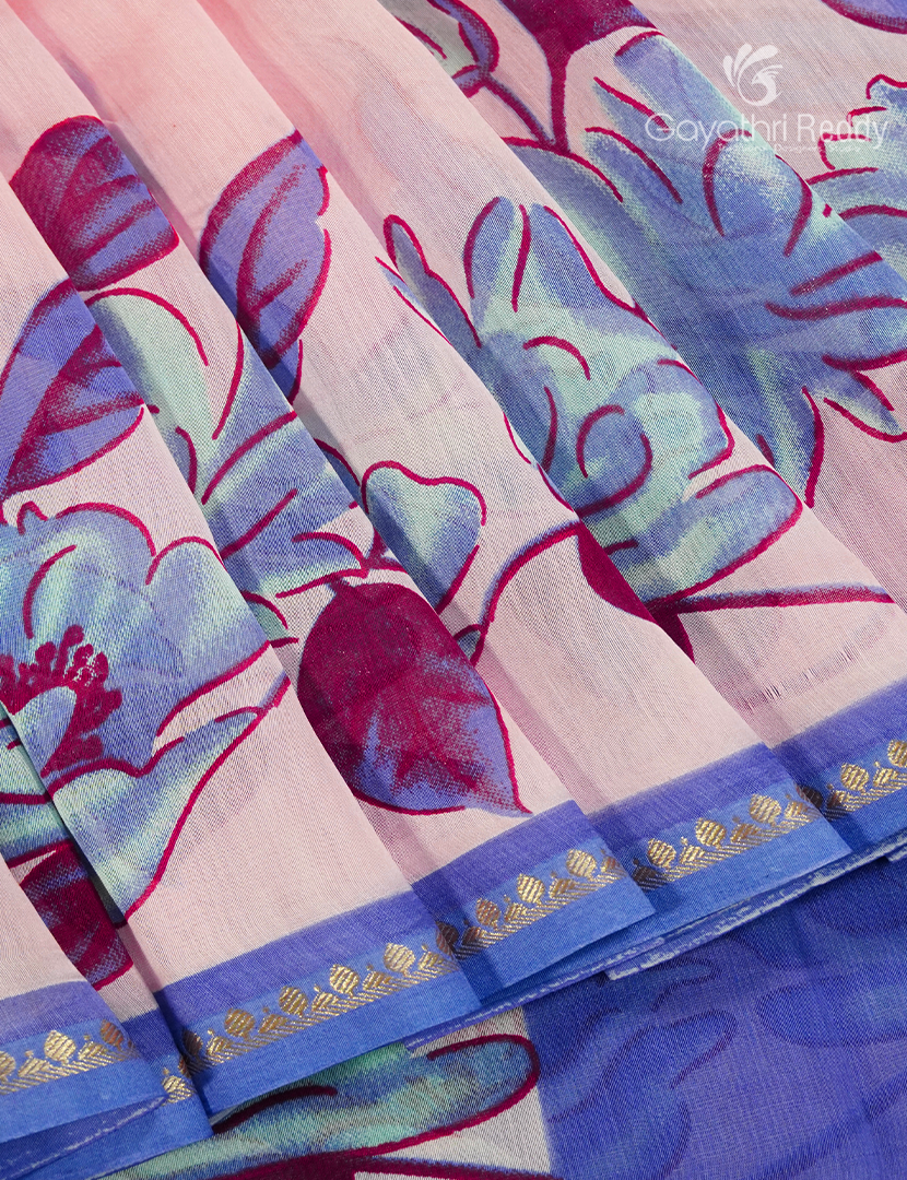 Pure Maheshwari Silk Saree in Pastel Pink and Lavender