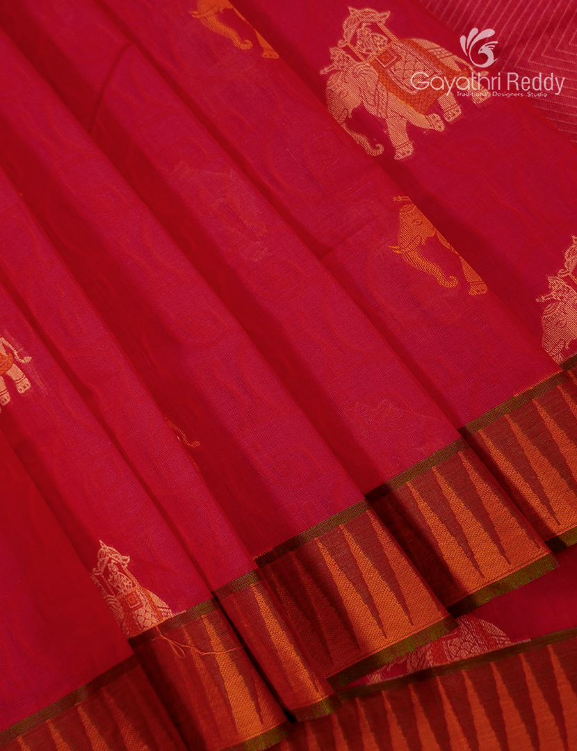 Pure Kanchi Cotton Saree in Pink