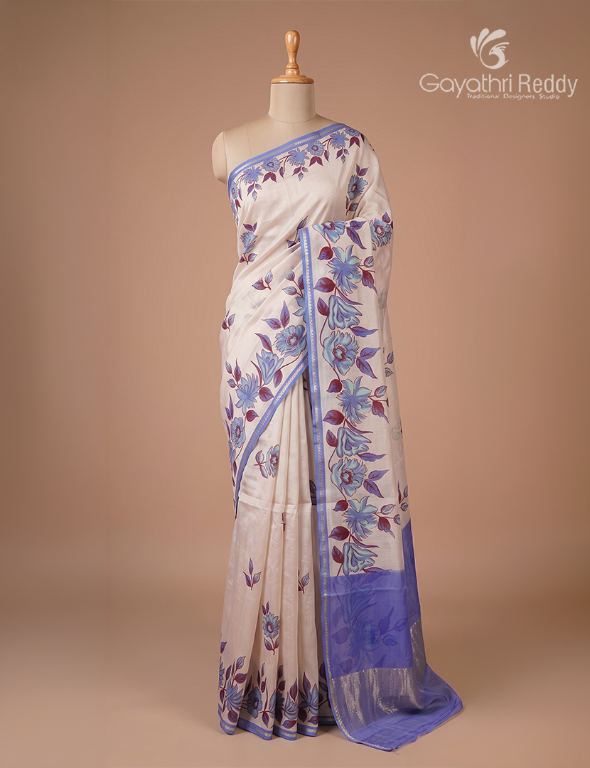 Pure Maheshwari Silk Saree in Pastel Pink and Lavender