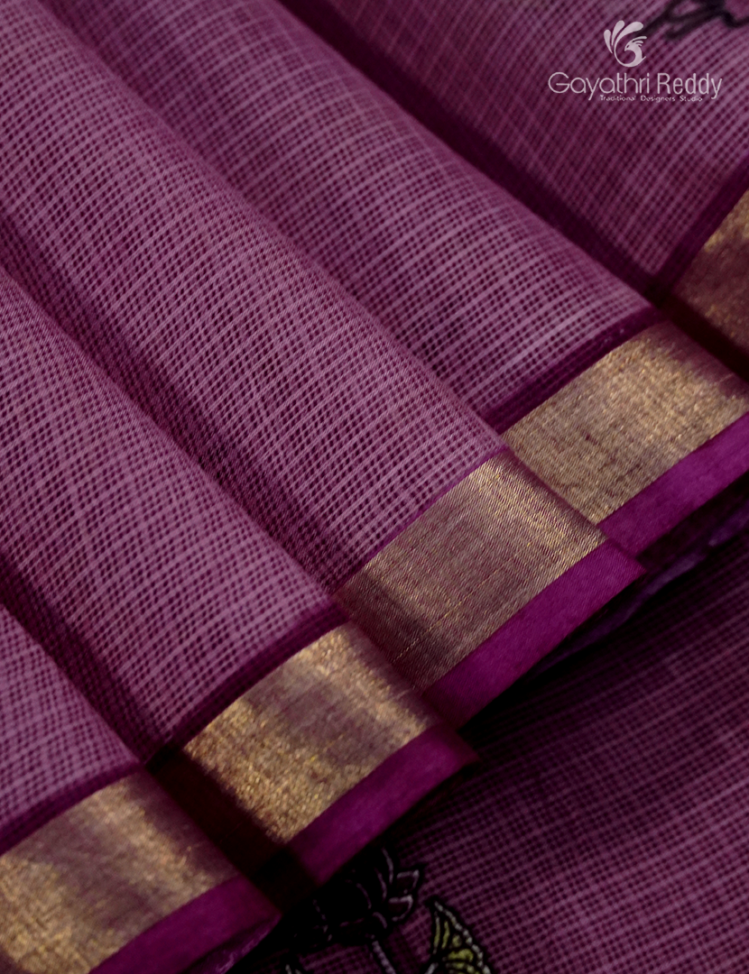 Premium Quality Cotton Kota Saree in Deep Onion Pink  and Deep Plum