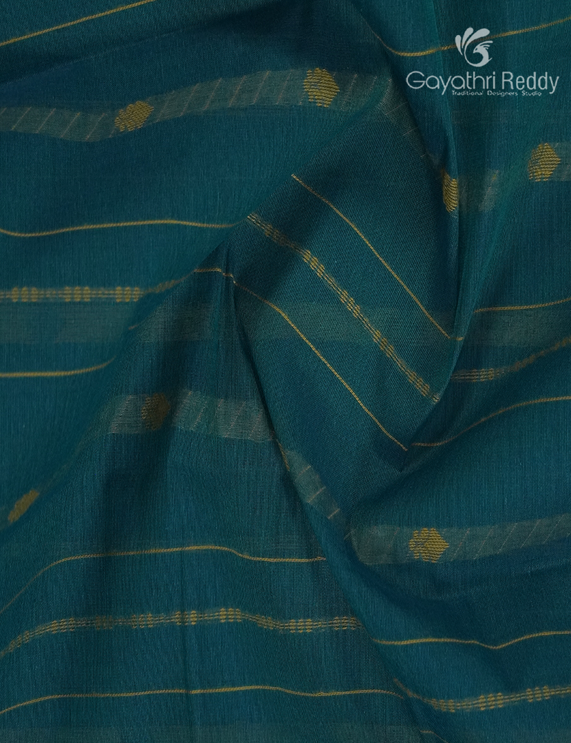 Pure Kanchi Cotton Saree in Deep Peacock Blue