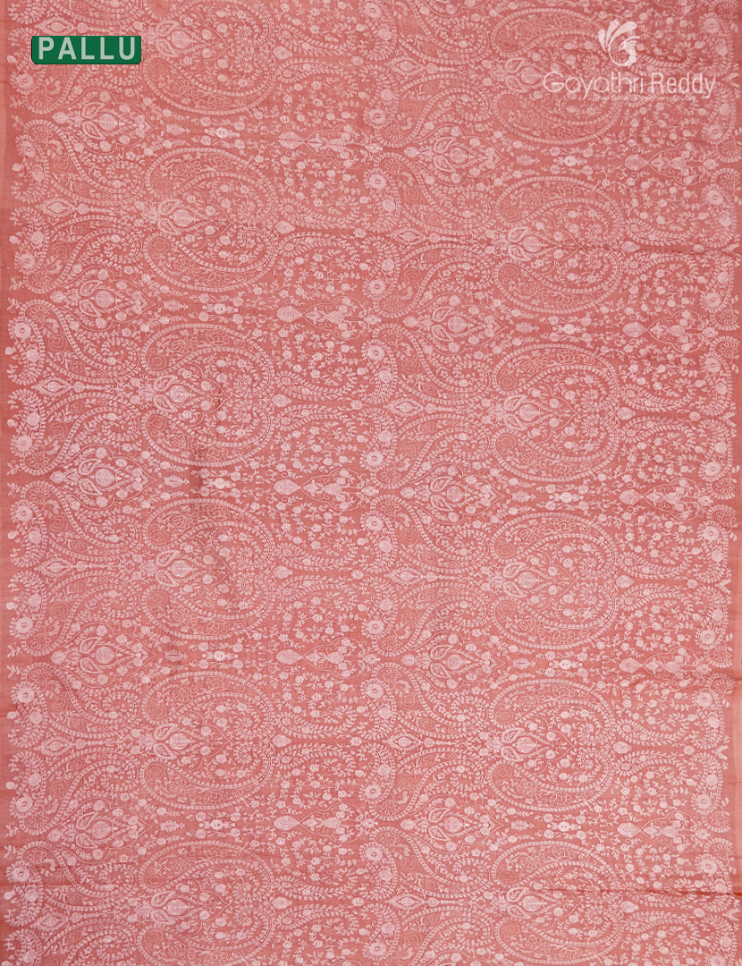 Pure Desi Tussar Fancy Saree in  Pastel Peach