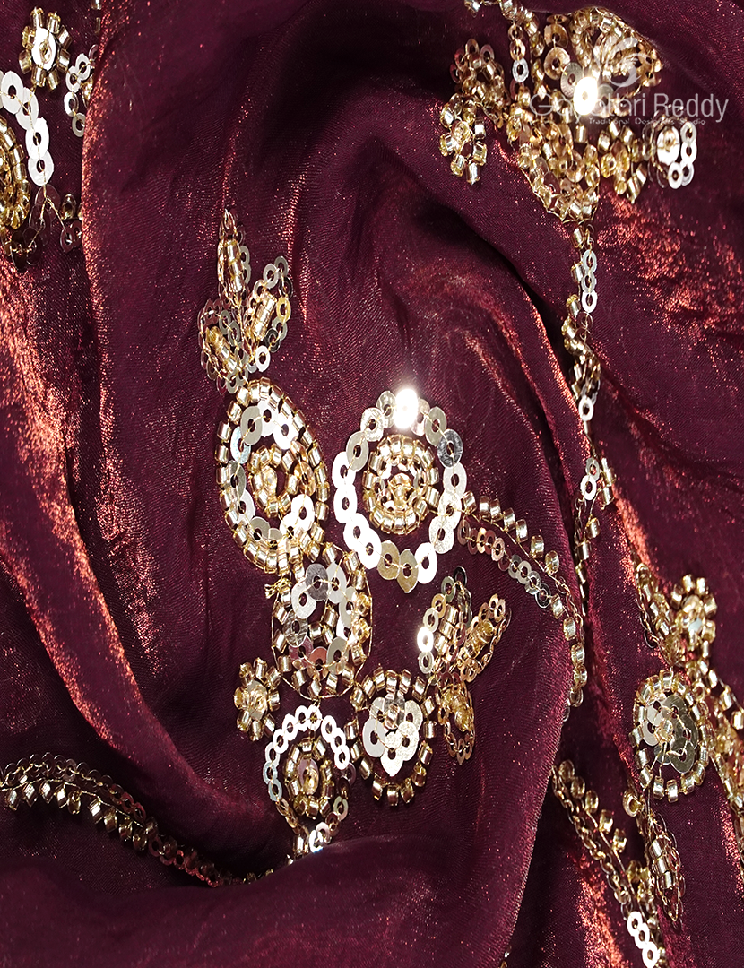 Tissue Fancy Saree in Maroon