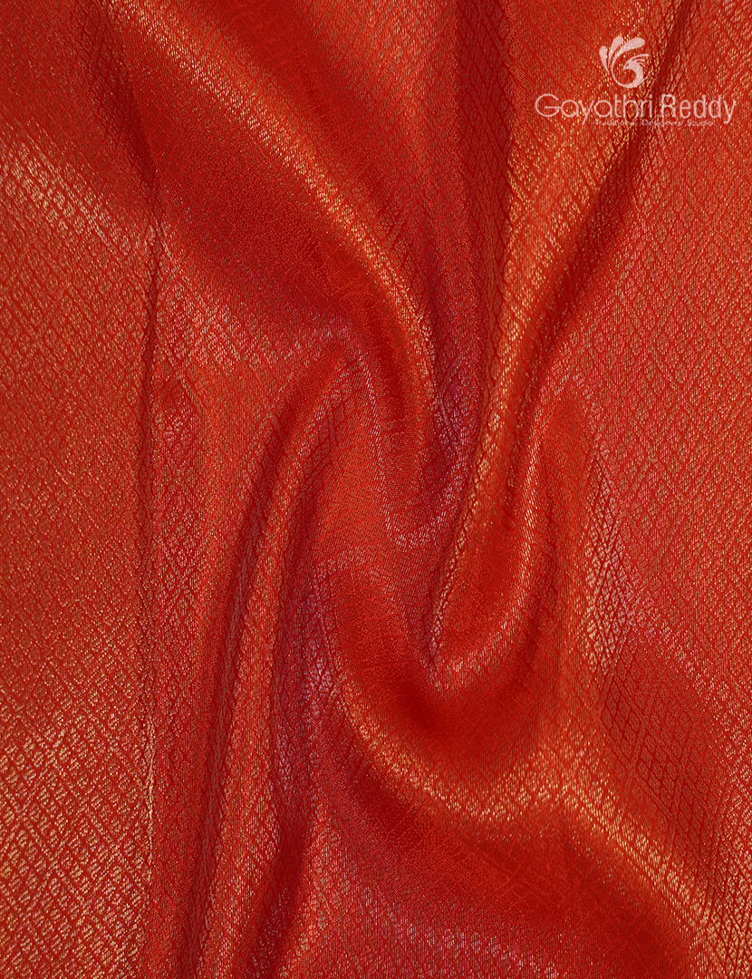 Semi Mysore Silk Saree in Orange and Deep Peacock Green