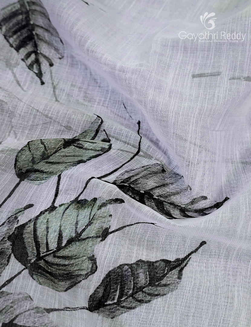 Linen Silk Saree in White and Black