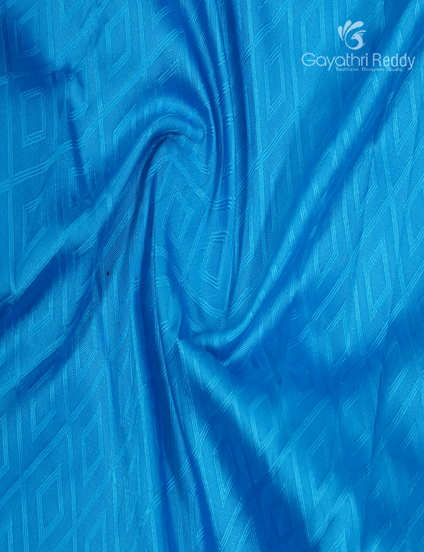 Semi Katan Silk Saree in Sky Blue and Red