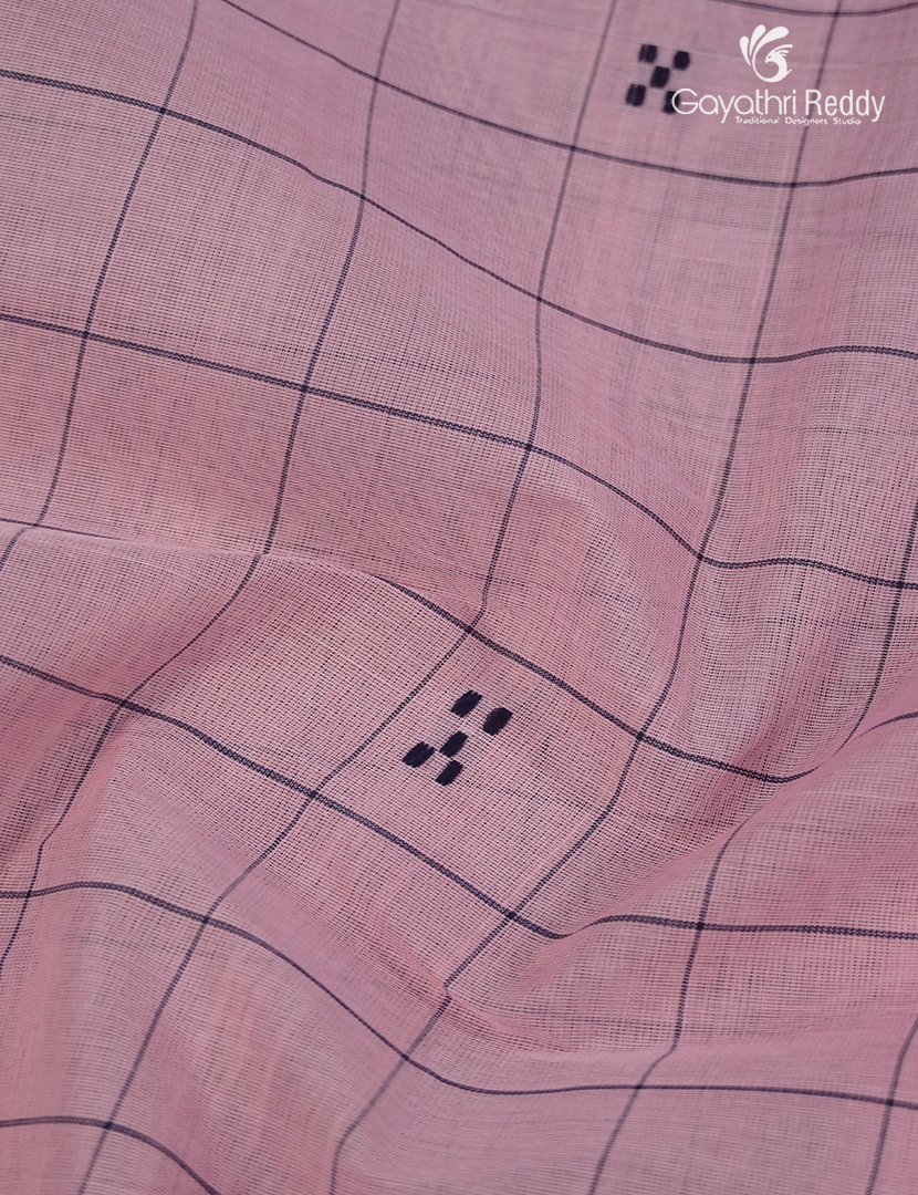 Pure Kanchi Cotton Saree in Baby Pink and Navy blue