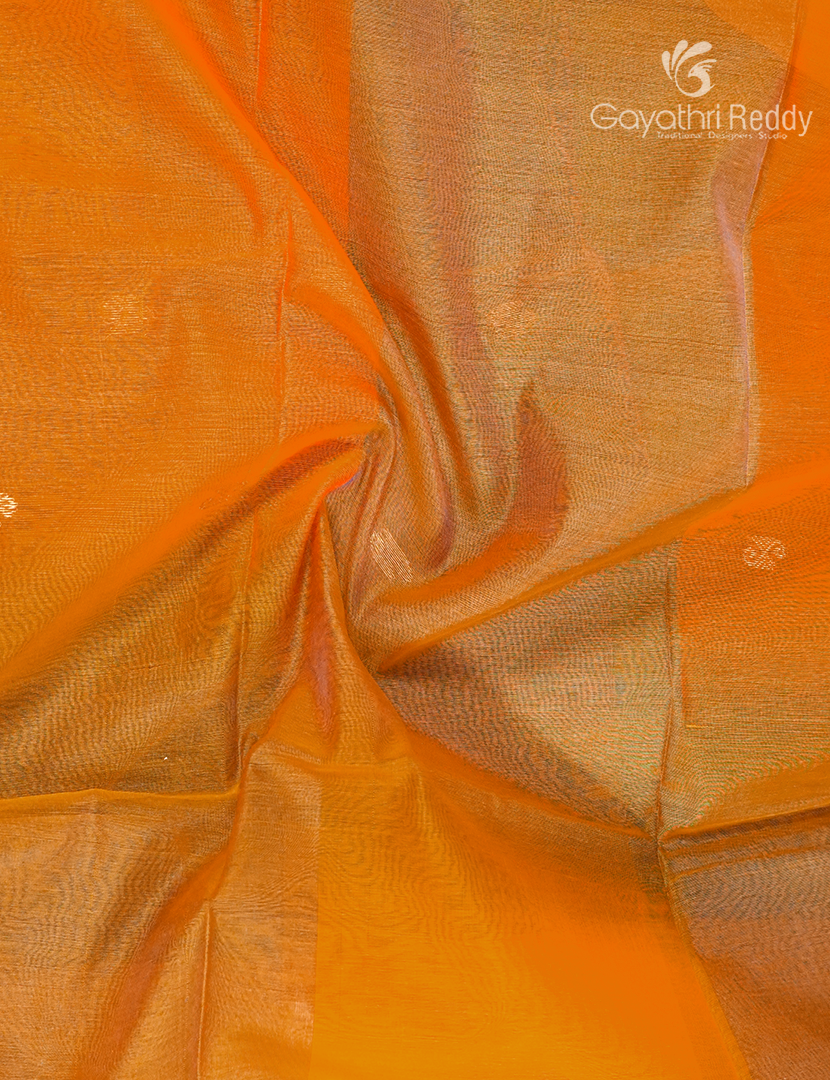 Pure Chanderi Sico Saree in Orange