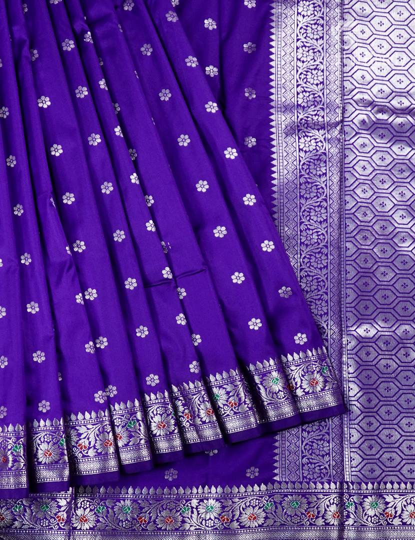 Semi Banaras Katan Silk Saree in Violet