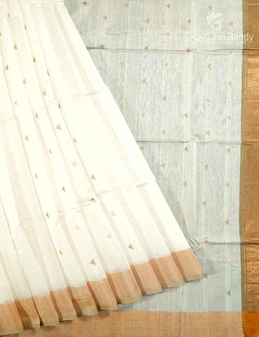 Pure Chanderi Sico Saree in Cream