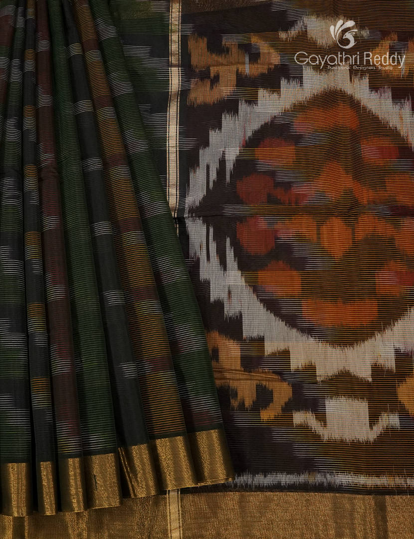 Semi Ikat Sico Saree in Slate