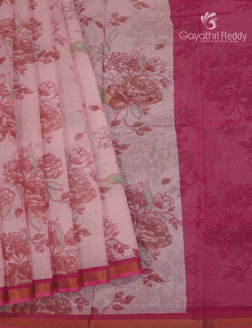 Premium Quality Cotton Kota Saree in Baby Pink and Rani Pink