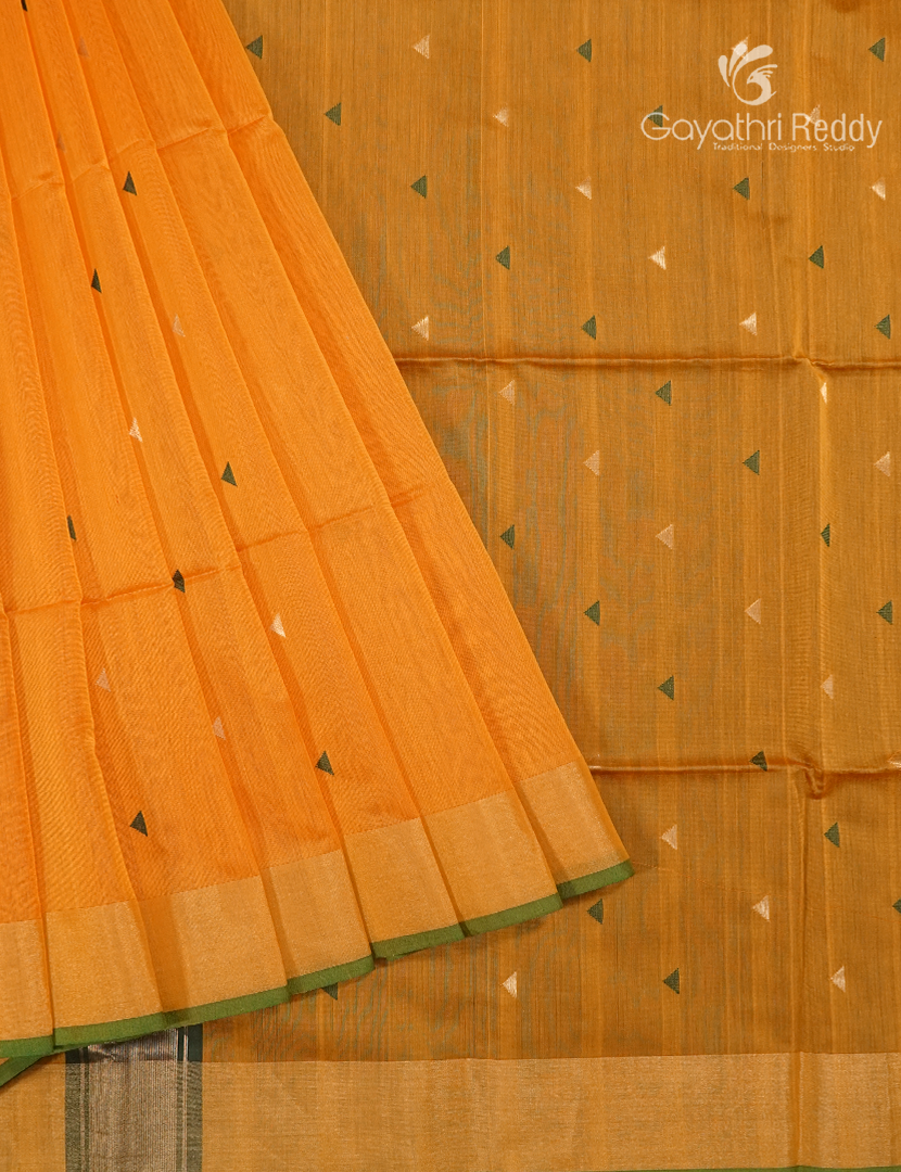 Pure Chanderi Sico Saree in Golden Yellow