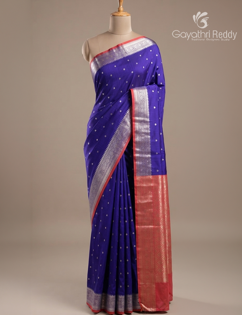 Semi Banaras Katan Silk Saree in Violet