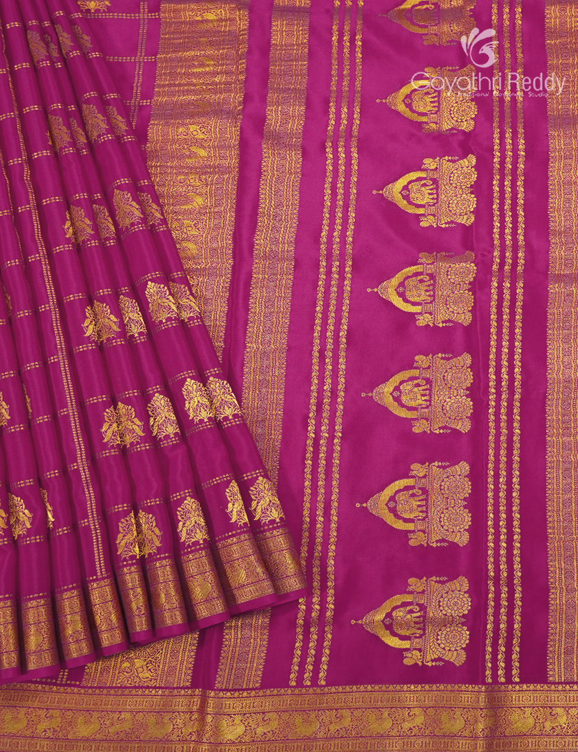 Pure Mysore Silk Saree in Rani Pink