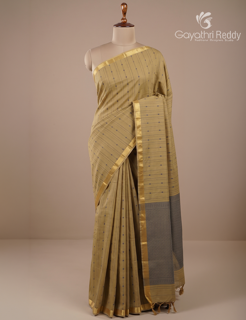 Pure Kanchi Cotton Saree in Beige