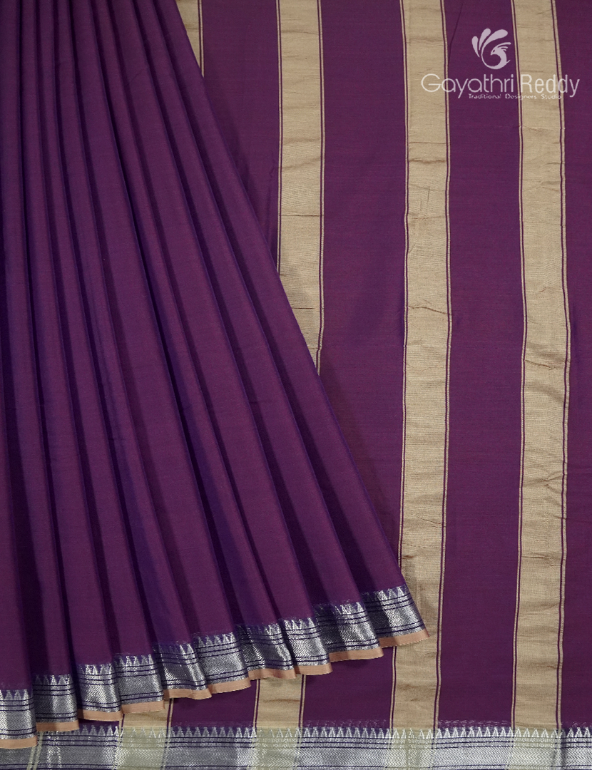 Pure Narayanpet Cotton Saree in Deep  Violet
