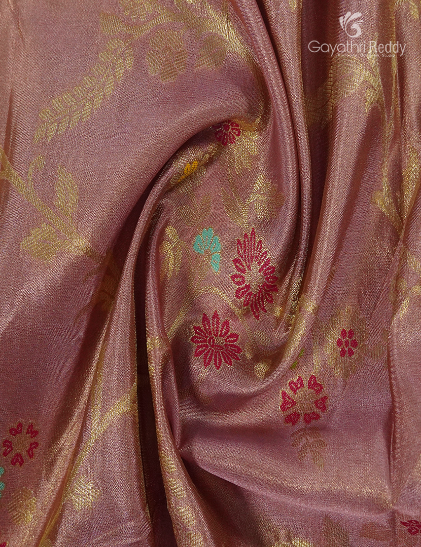 Semi Kanchipuram Silk Fancy  Saree in Copper and Rani Pink