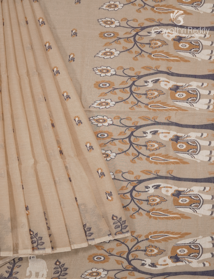 Jamdani Cotton Saree in Beige