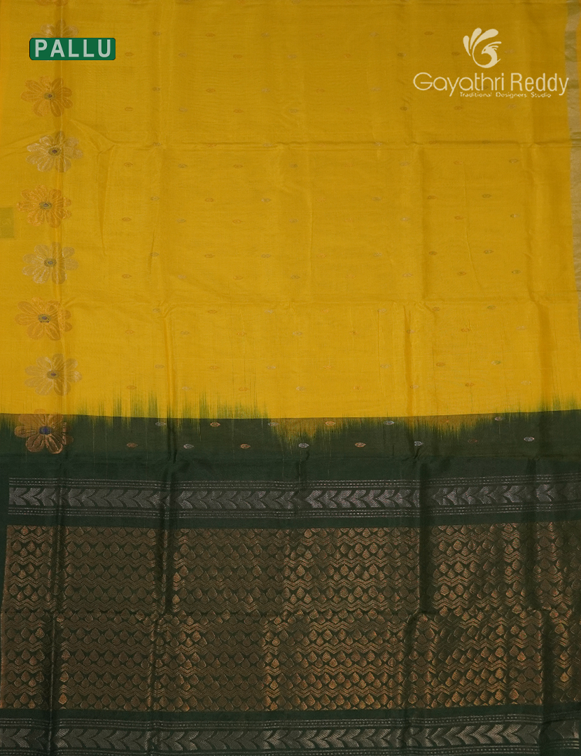 Pure Uppada Silk Saree in Yellow and Bottle Green