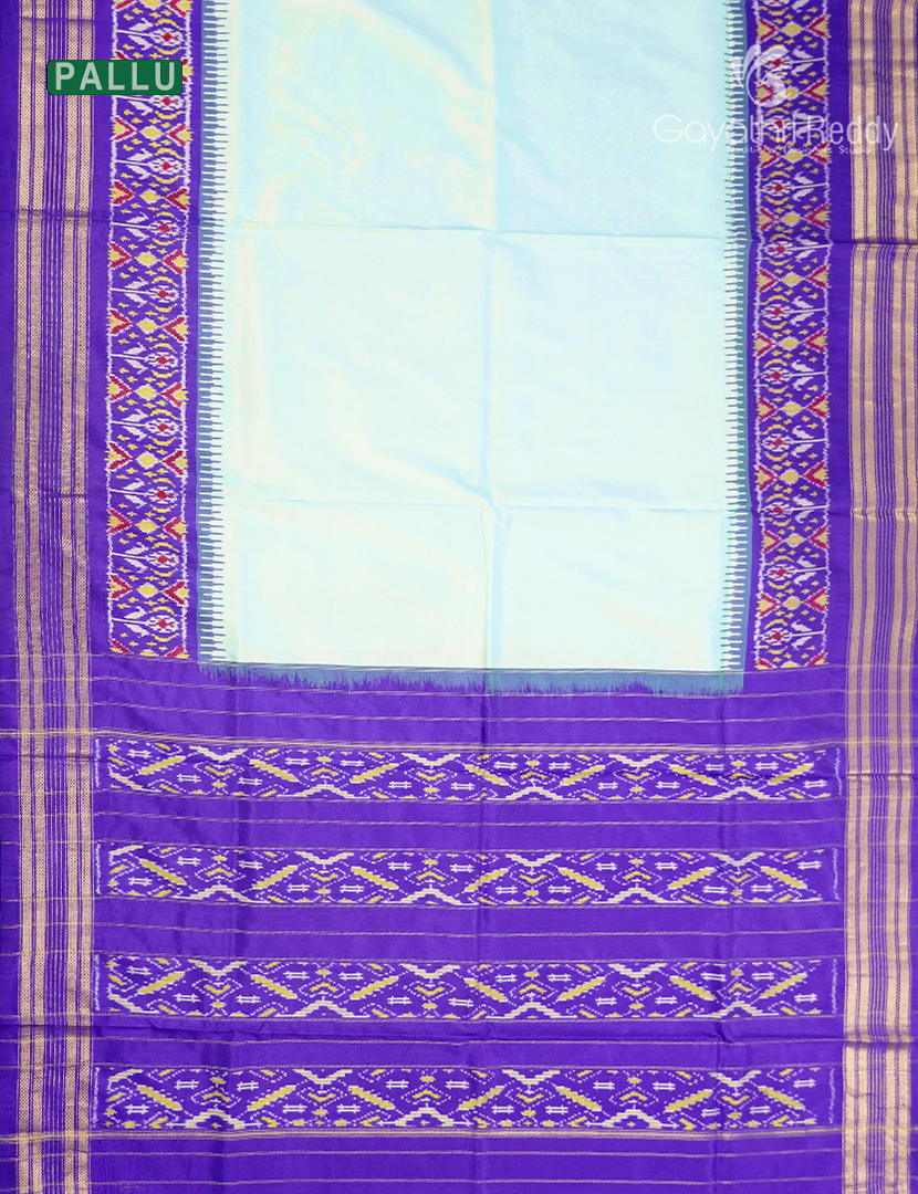 Pure Ikat Silk Saree in White and Violet