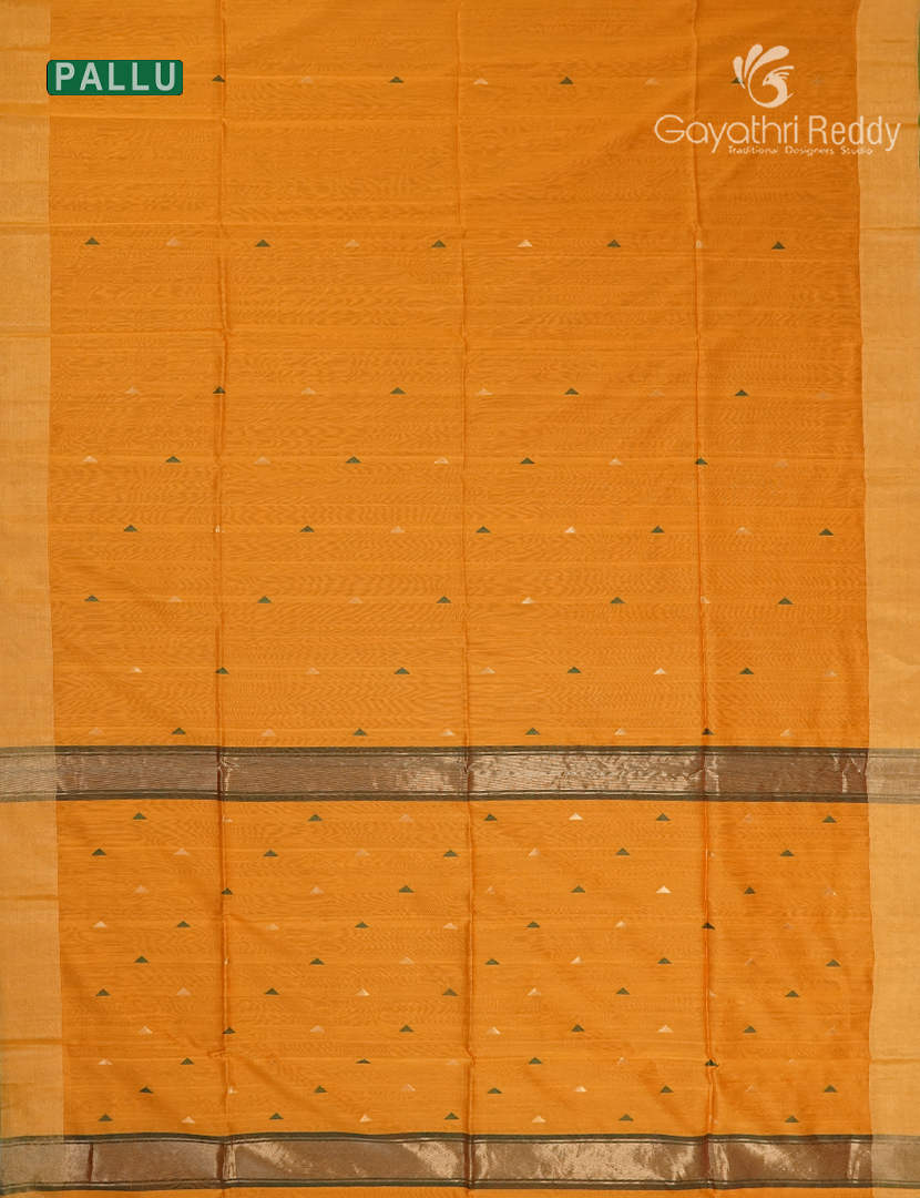 Pure Chanderi Sico Saree in Golden Yellow