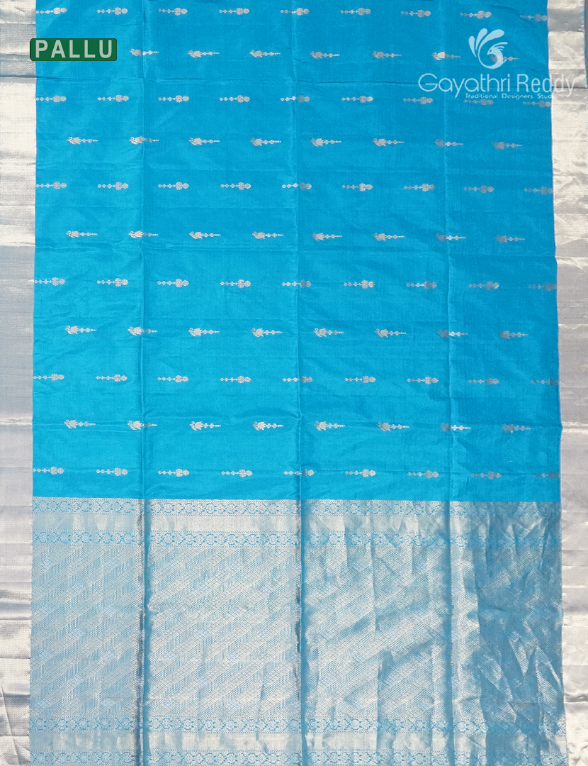 Pure Kanchipuram Silk Vinrage Saree in Sky Blue