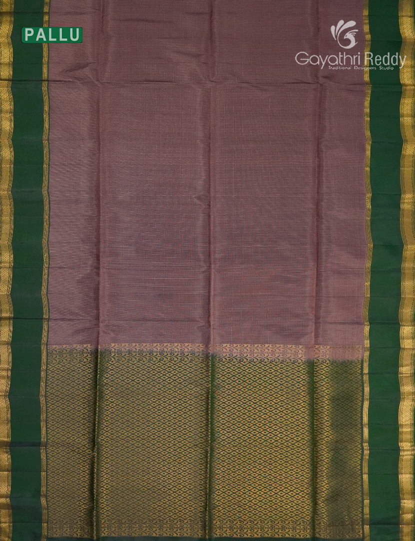 Pure  Kanchipuram Light Weight Silk Saree in Onion Pink and Bottle Green