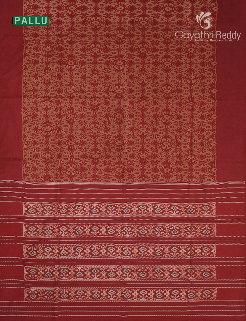 Pure Ikat Silk Saree in Rust Red