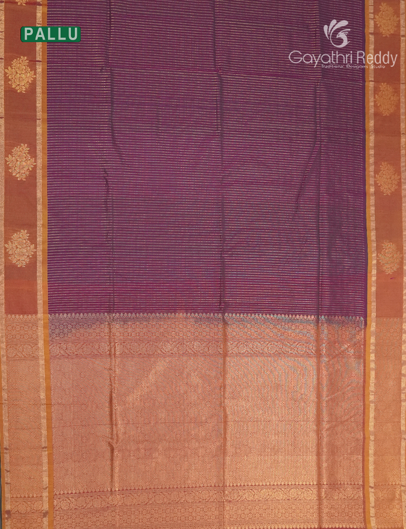 Kanchipuram Sico Saree in Deep Magenta and Orange