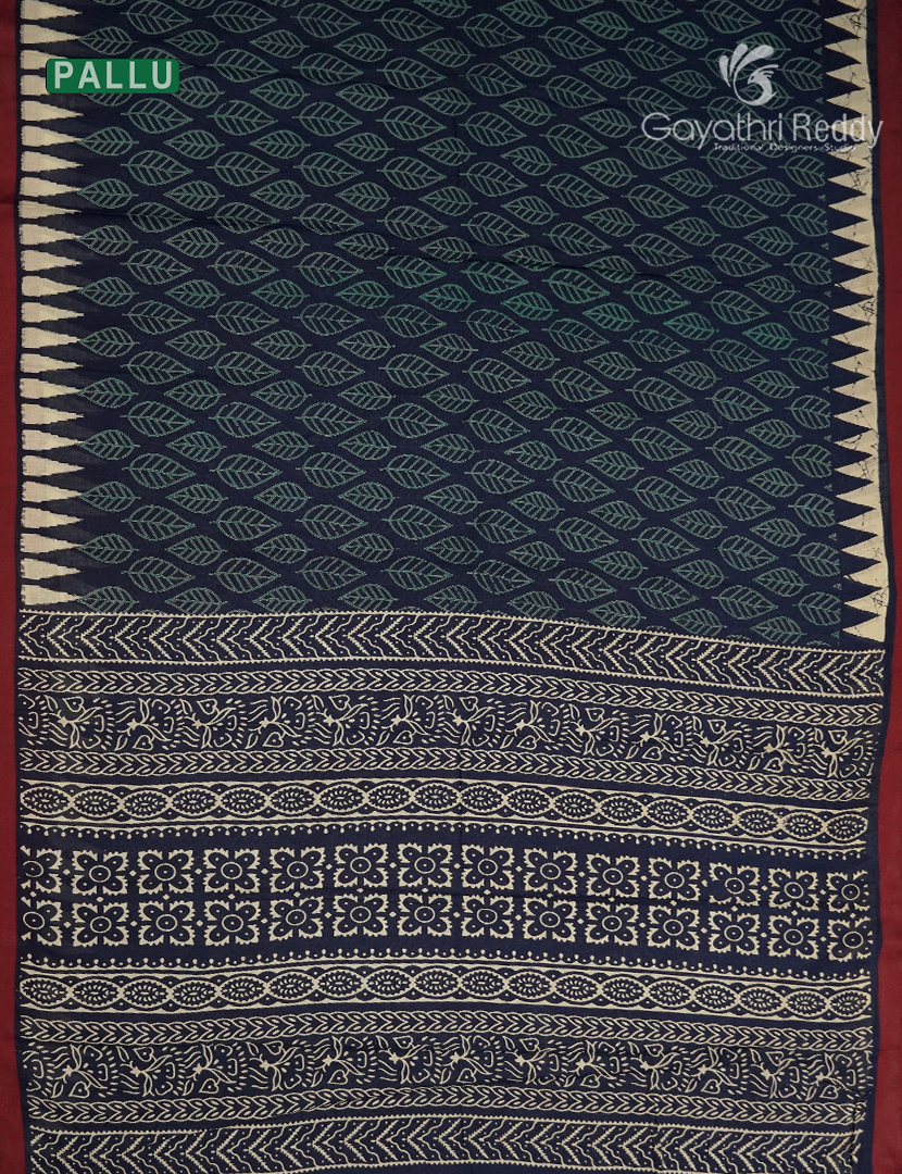 Vidharbha Cotton Saree in Indigo Blue