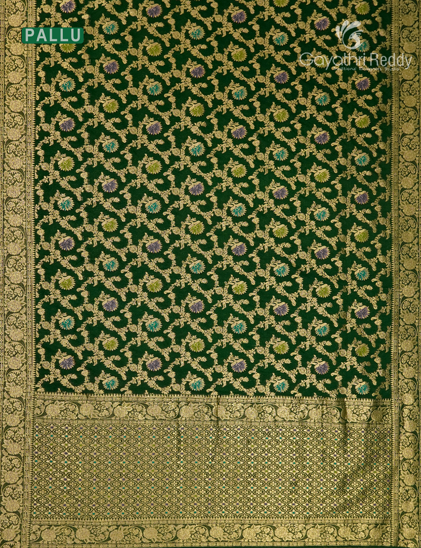 Banaras Georgette Saree in Bottle Green