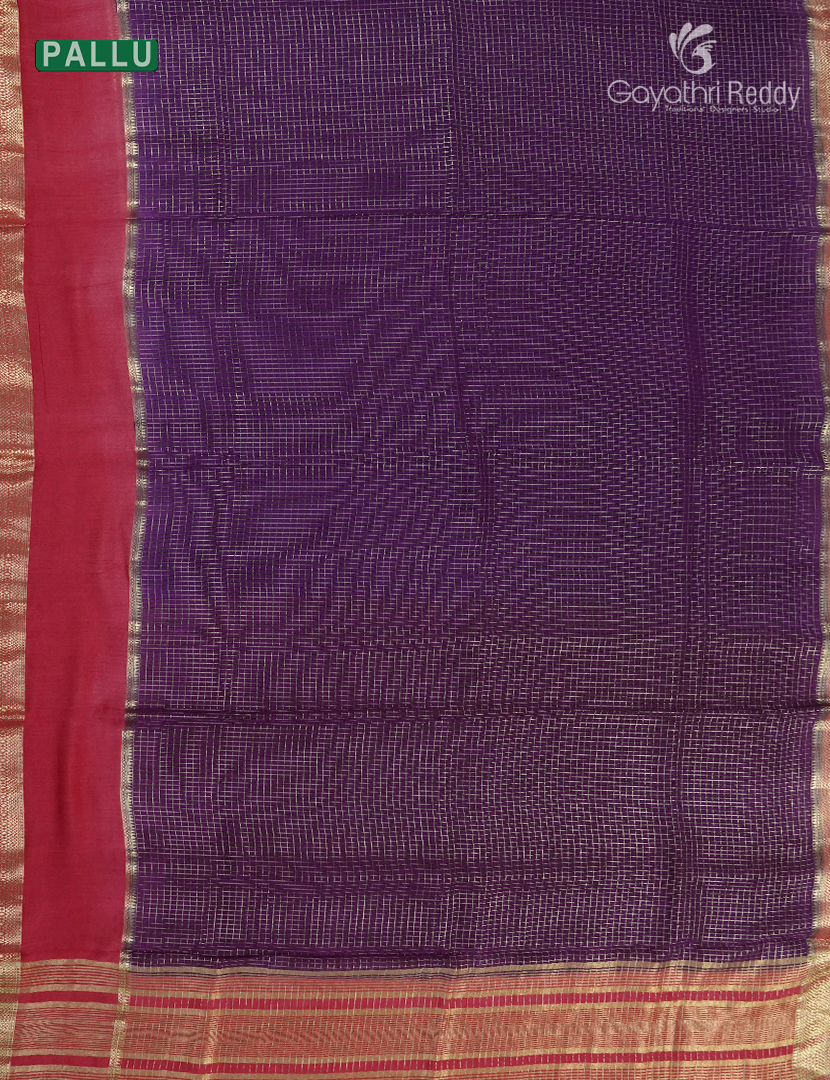Semi Mysore Crepe Saree in Deep Violet and Red