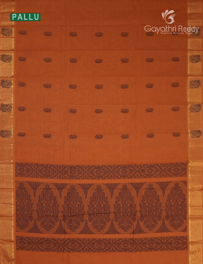 Pure Kanchi Cotton Saree in Orange