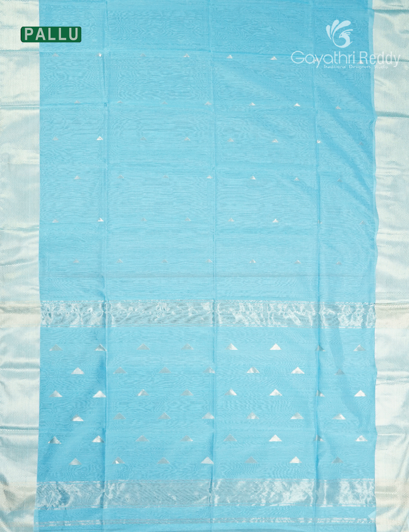 Pure Chanderi Sico Saree in Pastel Cloud Blue