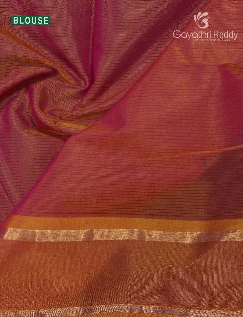 Kanchipuram Sico Saree in Deep Magenta and Orange