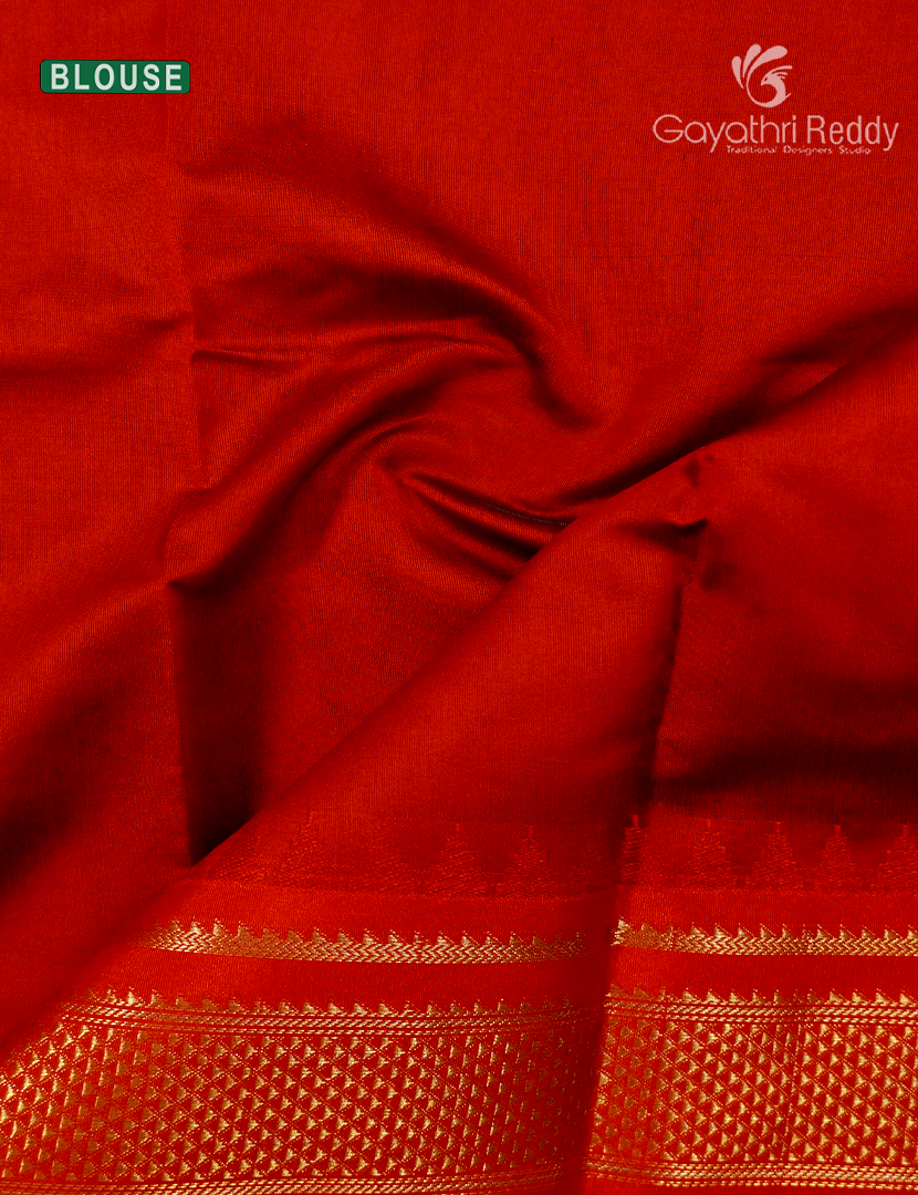 Semi Gadwal Saree in Blue and Red