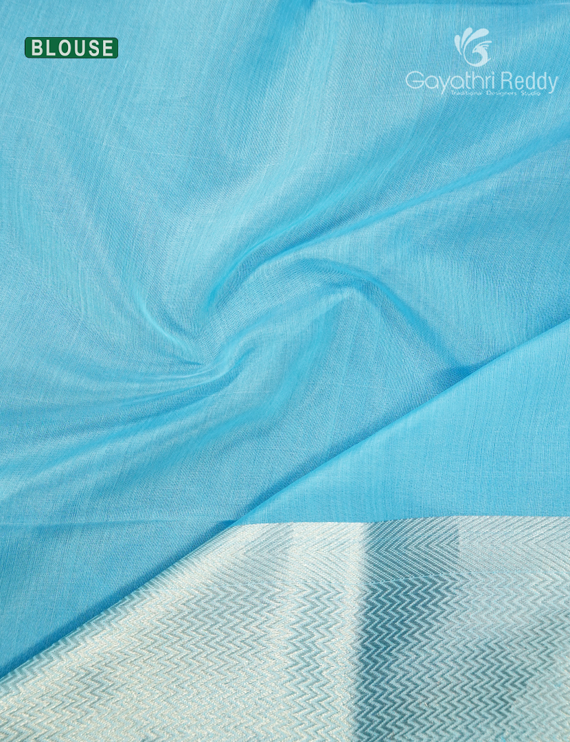 Pure Chanderi Sico Saree in Pastel Cloud Blue