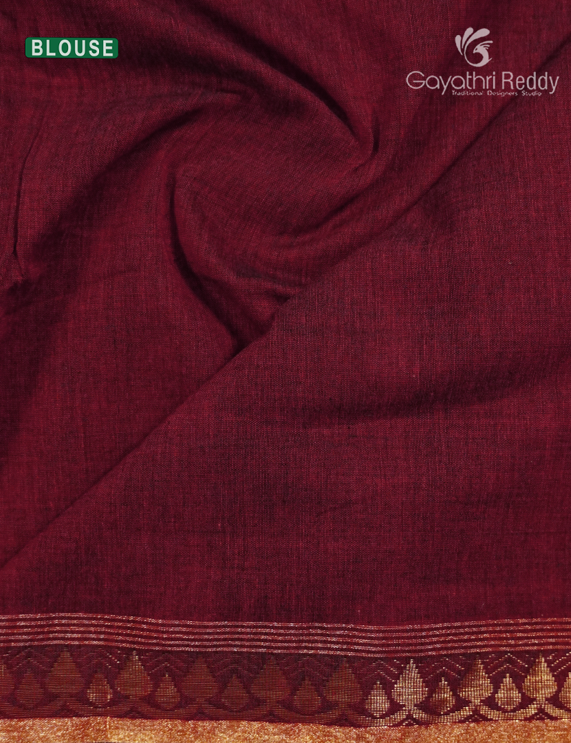 Jamdani Cotton Saree in Deep Maroon
