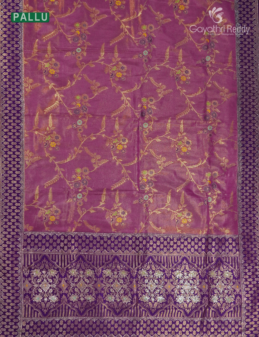 Semi Kanchipuram Silk Fancy  Saree in Deep Red Onion and Deep Magenta