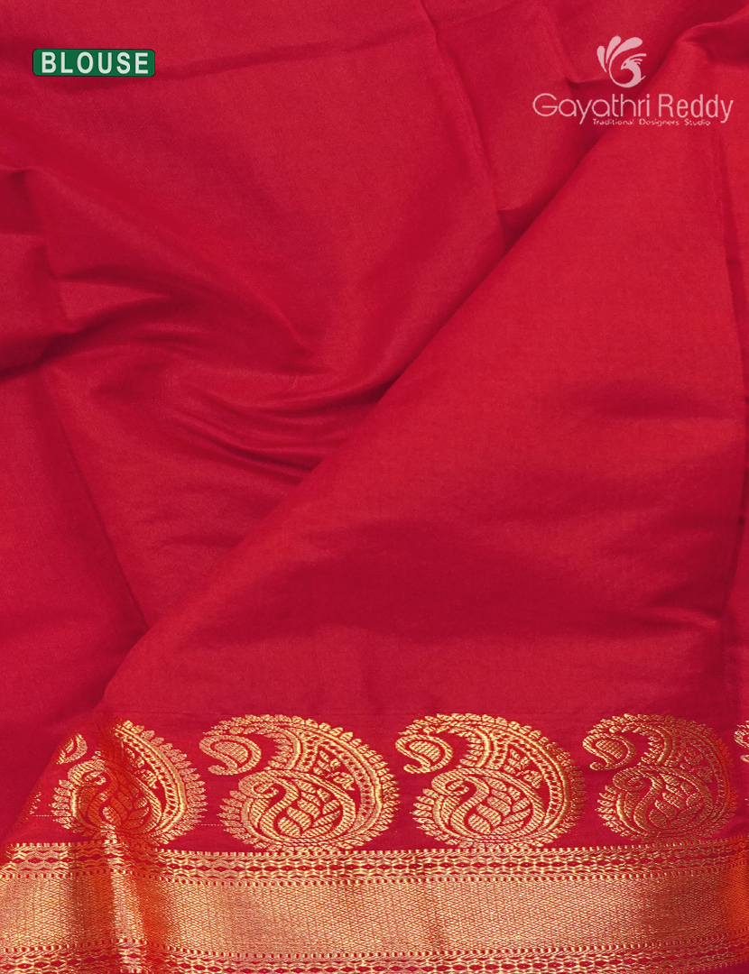 Pure Kanchi Sico Saree in Beige and Red