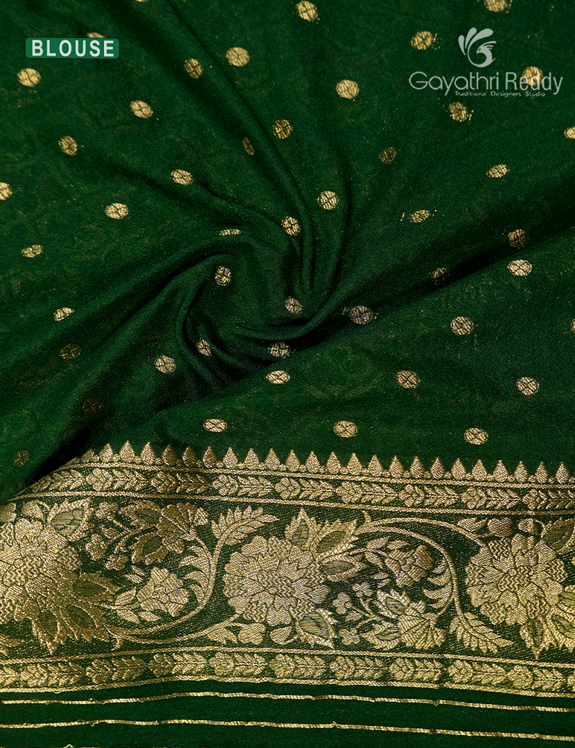 Banaras Georgette Saree in Bottle Green