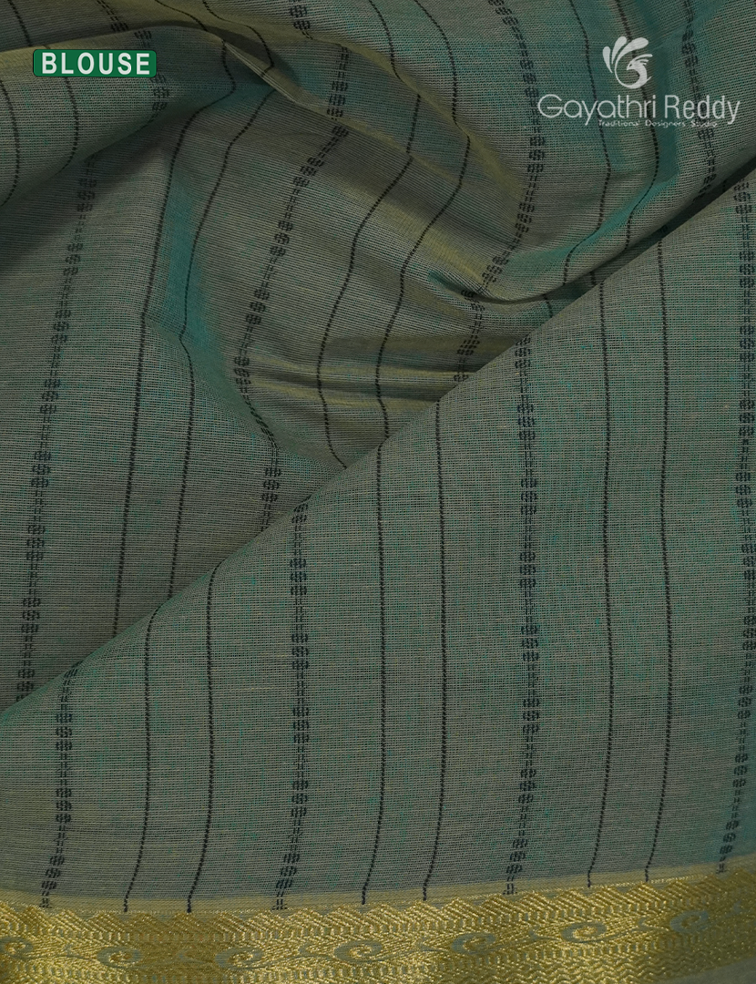 Pure Kanchi Cotton Saree in Pista Grey