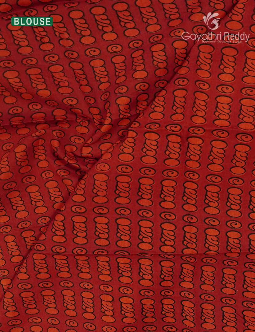 Pure MulMul Cotton Saree in Deep Red and Black