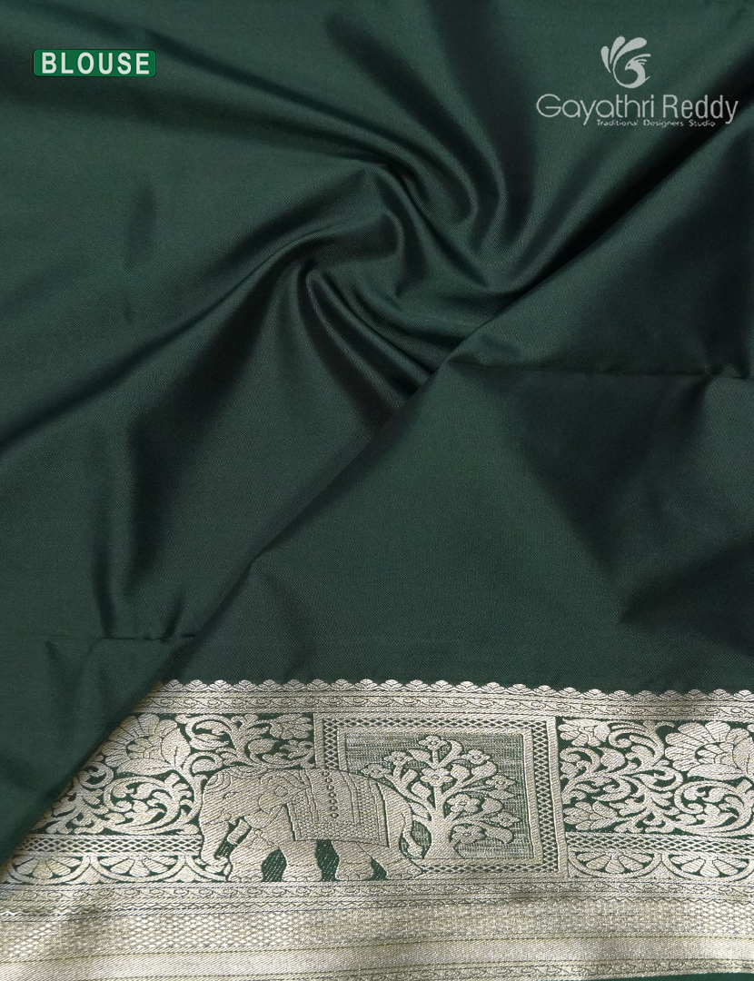 Soft Silk Saree in Deep Rust and Deep Green