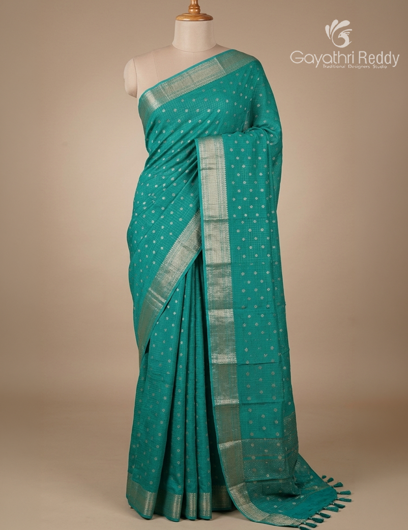Semi Mysore Crepe Saree in Sea Green